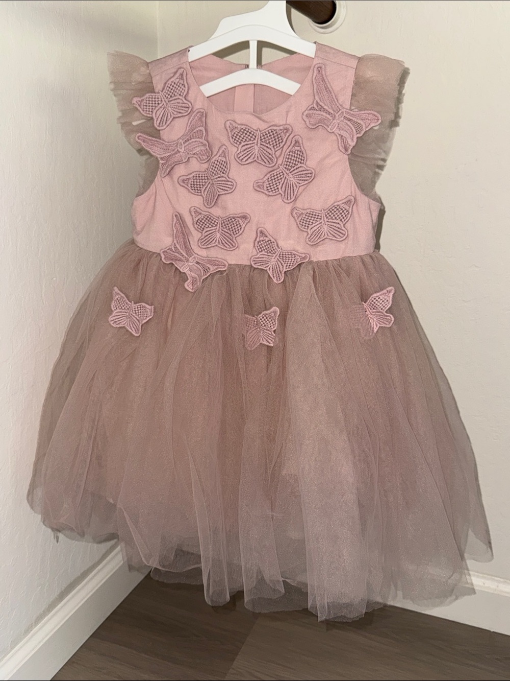 Toddler Pink Butterfly Tulle Dance Dress for Girls